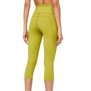 Lululemon Fast and Free Crop II 19" Nulux Golden Lime size 8